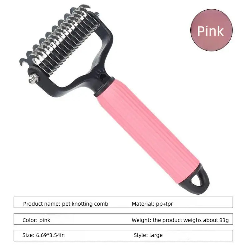 Professional Pet Grooming Tool - Universal Detangling Comb for Dogs, Stainless Steel Double-Sided Design for Effective Shedding and Matted Hair Removal, Essential Daily Coat Maintenance Supplies.