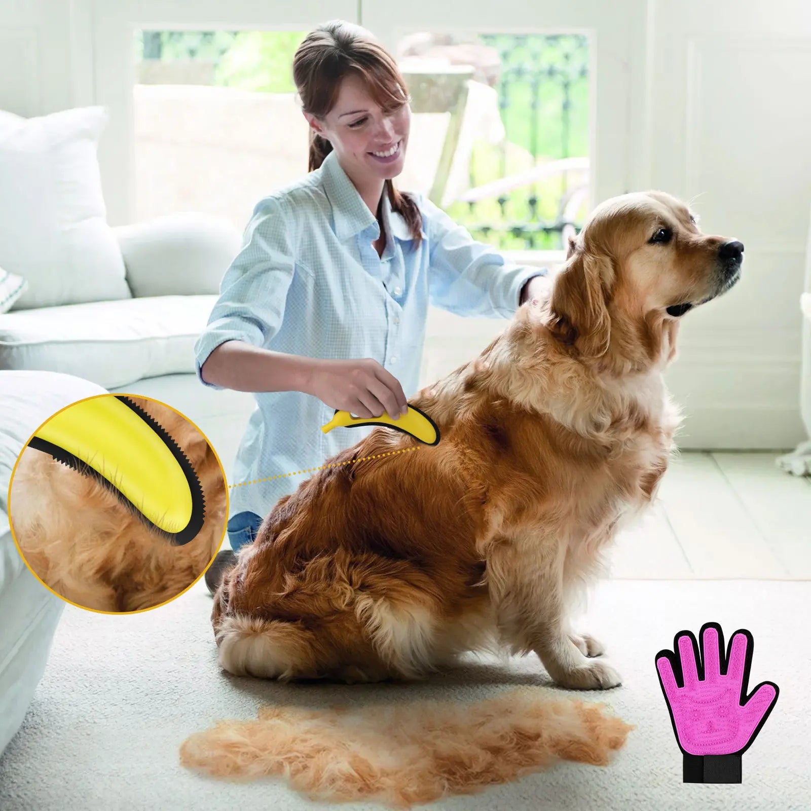 Adjustable Pet Hair Remover Brush with Hanging Ring - Effective Tool for Carpet and Floor Cleaning, Ideal Valentine's Day Gift