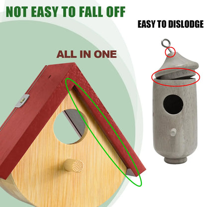 2 Pack Hummingbird House, Window View Wooden Bird Houses for outside Hummingbird Houses for Nesting, Hanging Chickadee House for Indoor Outdoor with Hemp Ropes,Summervibes